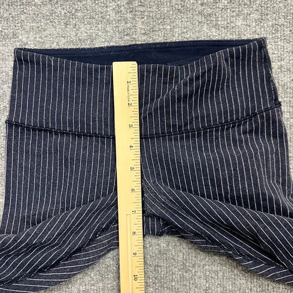 Lululemon Wunder Under Leggings Sz 4 Navy White Pinstripe High Rise Full Length - Picture 10 of 13
